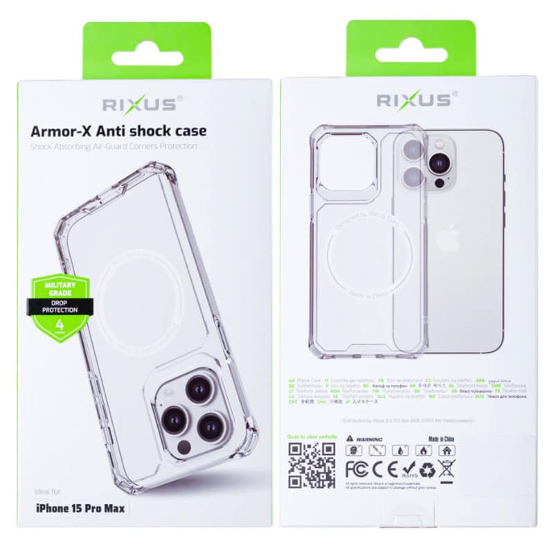 Rixus Armor-X Anti cover med MagSafe til iPhone 15 Pro Max - Pakkens indhold - reFix.dk