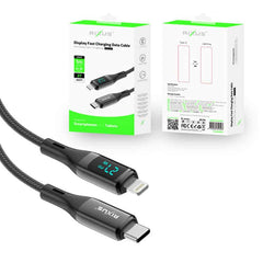 Rixus USB-C til Lightning opladerkabel med LED Display
