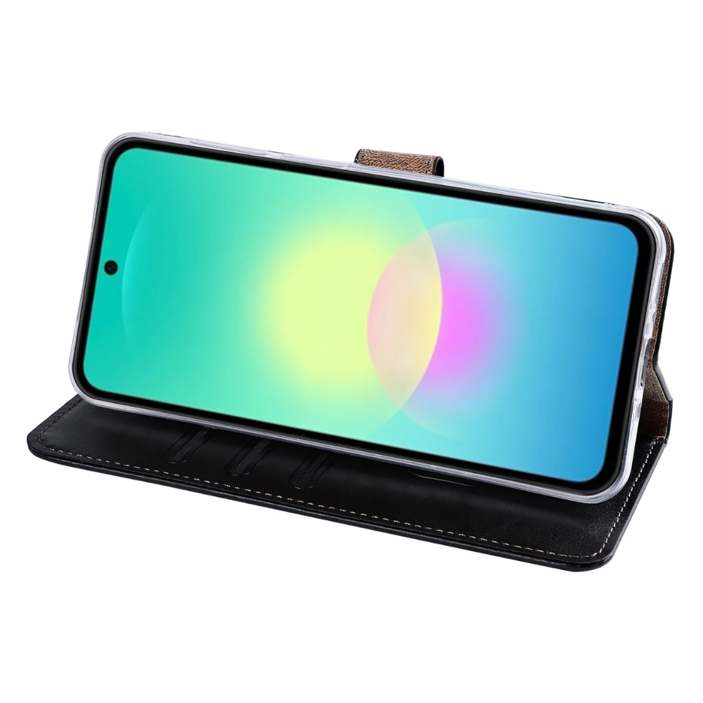 Samsung A27 Cover – Rixus Læder Flip Cover med Kortholder - sort - 2 - reFix.dk