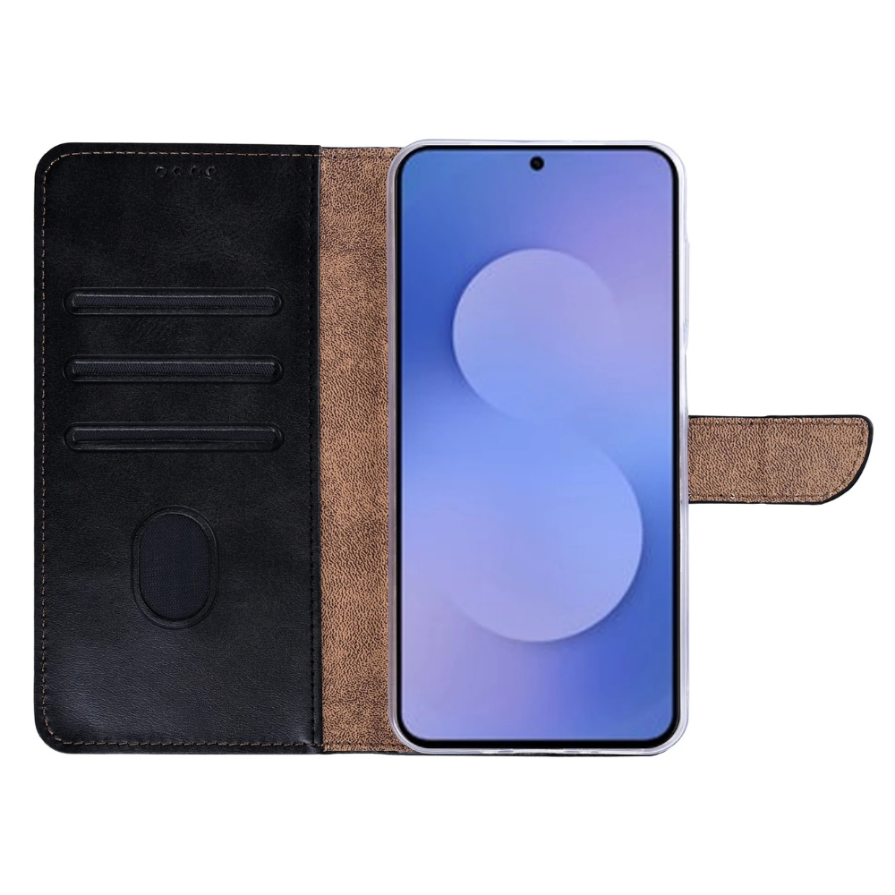 Samsung S26 FE Cover – Læder Flip Cover med Kortholder - sort - 1 - reFix.dk