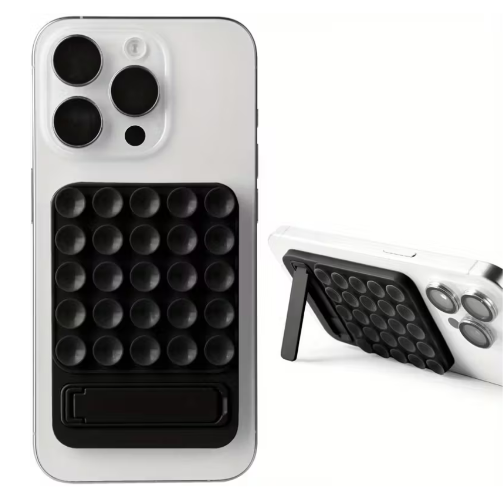 Selvklæbende Silikone sugekop mobilholder med stativ - Sort - reFix.dk