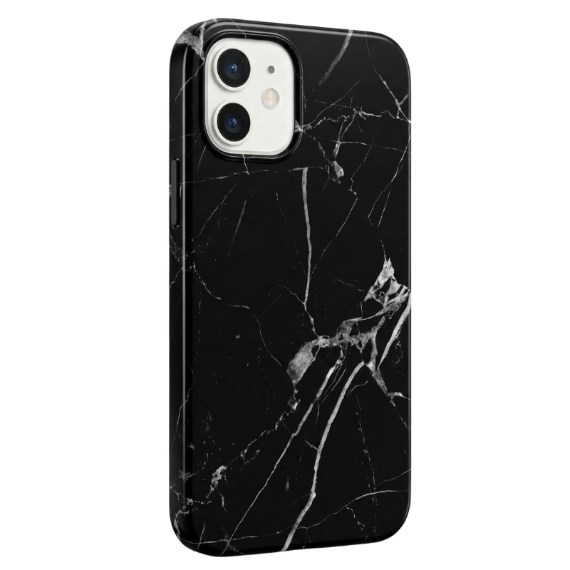 Marble cover til iPhone 12 / 12 Pro - sort marble - reFix.dk