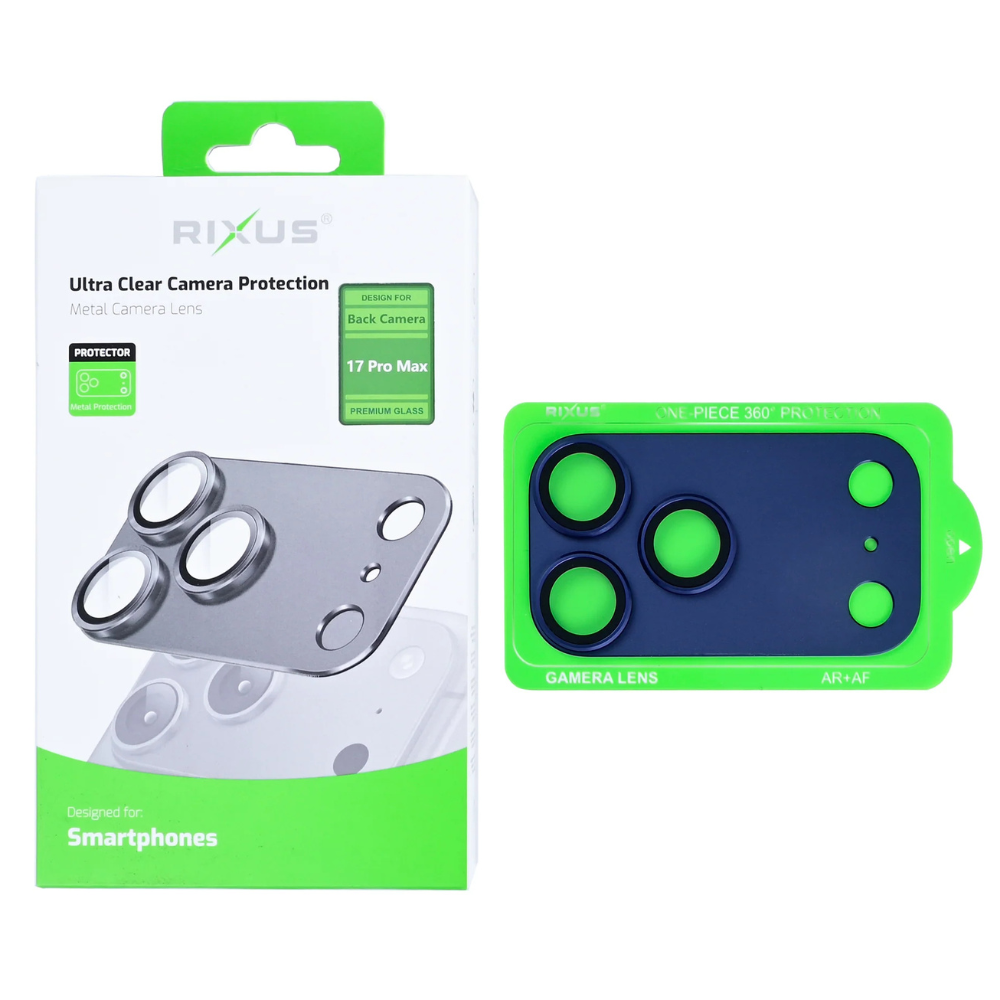 Ultra Clear Kameralinse Beskyttelse til 17 Pro Max - Mørkeblå - Pakkens indhold - reFix.dk 