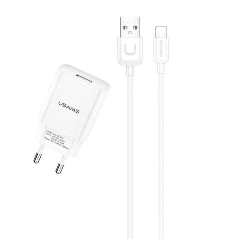 USAMS rejseoplader + lightning data kabel (1 m) - reFix.dk