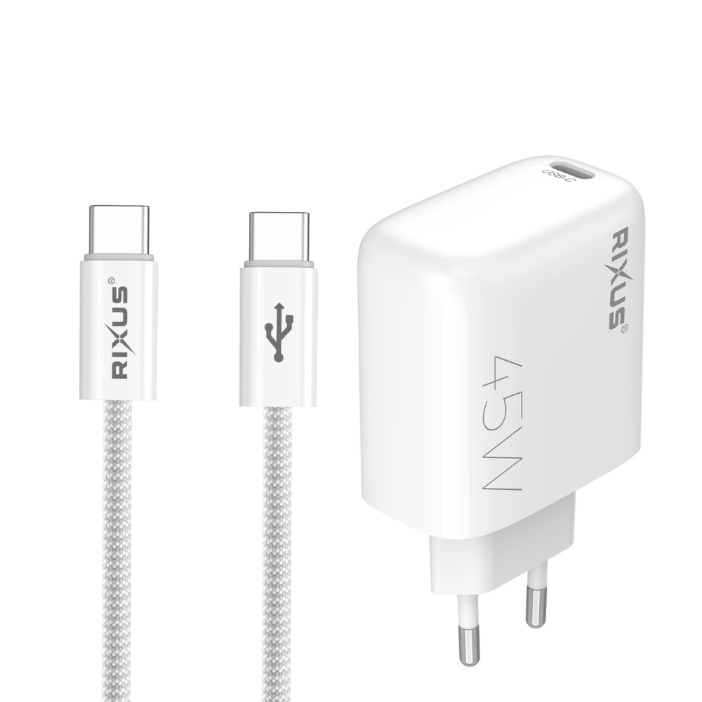 USB-C Hurtig Oplader 45W / 65W med 1,8m Kabel - reFix.dk
