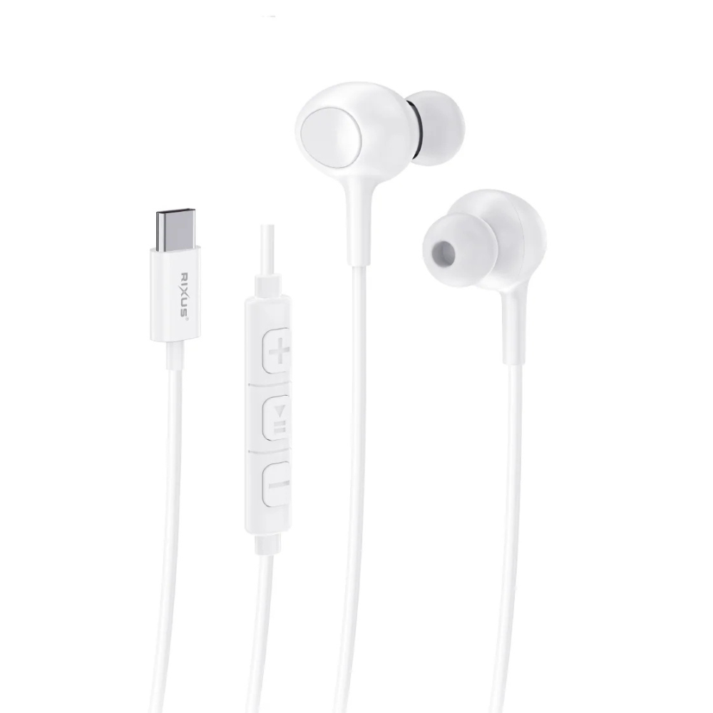 USB-C In-Ear Høretelefoner med Mikrofon & Betjening - Hvid - reFix.dk
